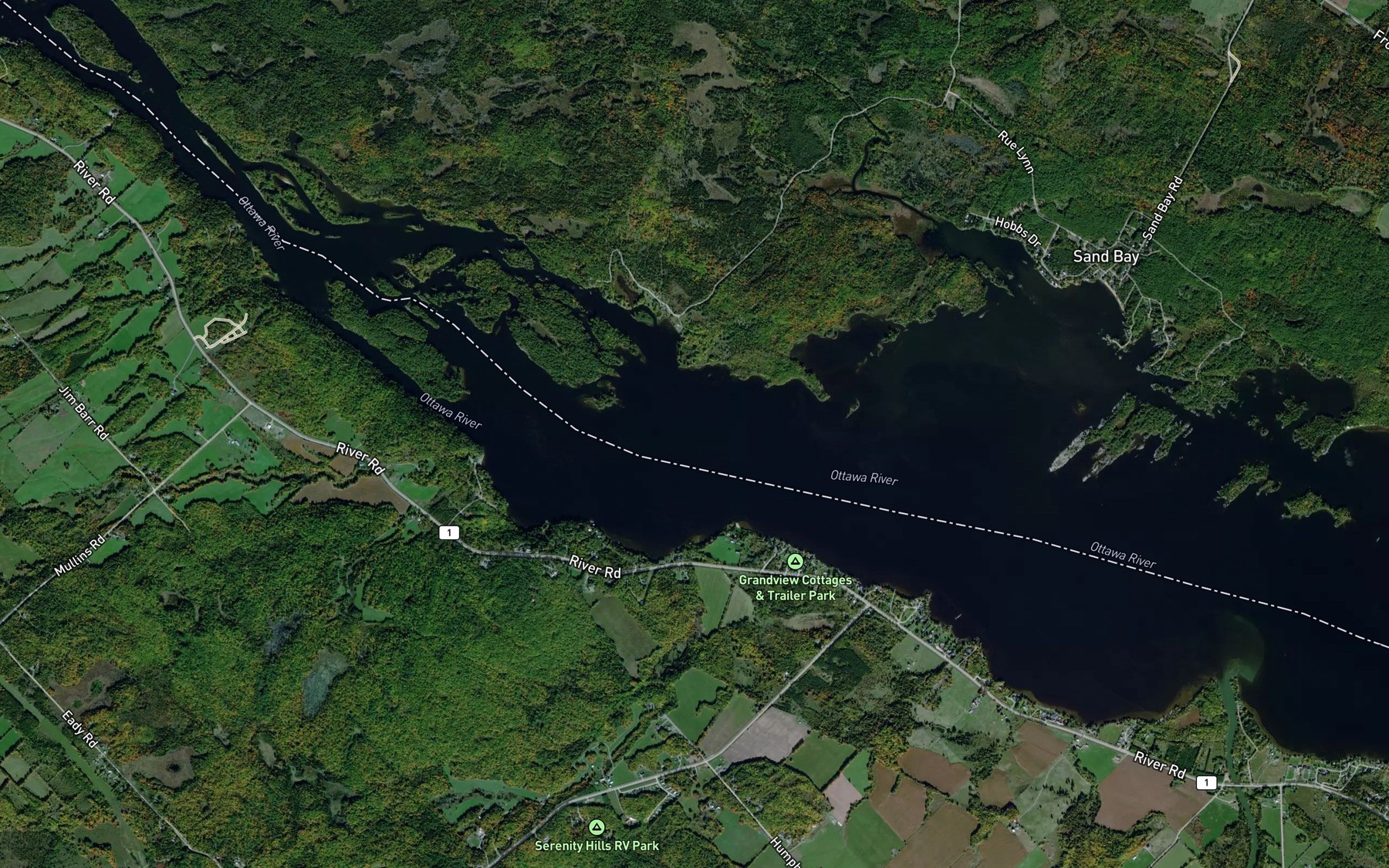 Satellite map of the Johnstons Bay
