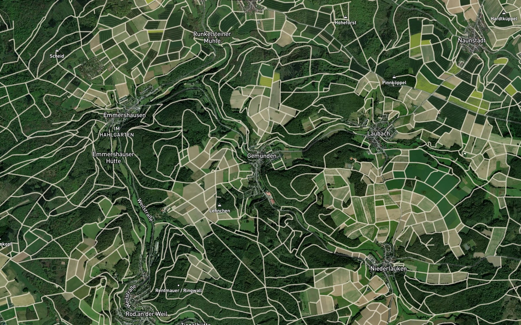 Satellite map of the Sattelbach