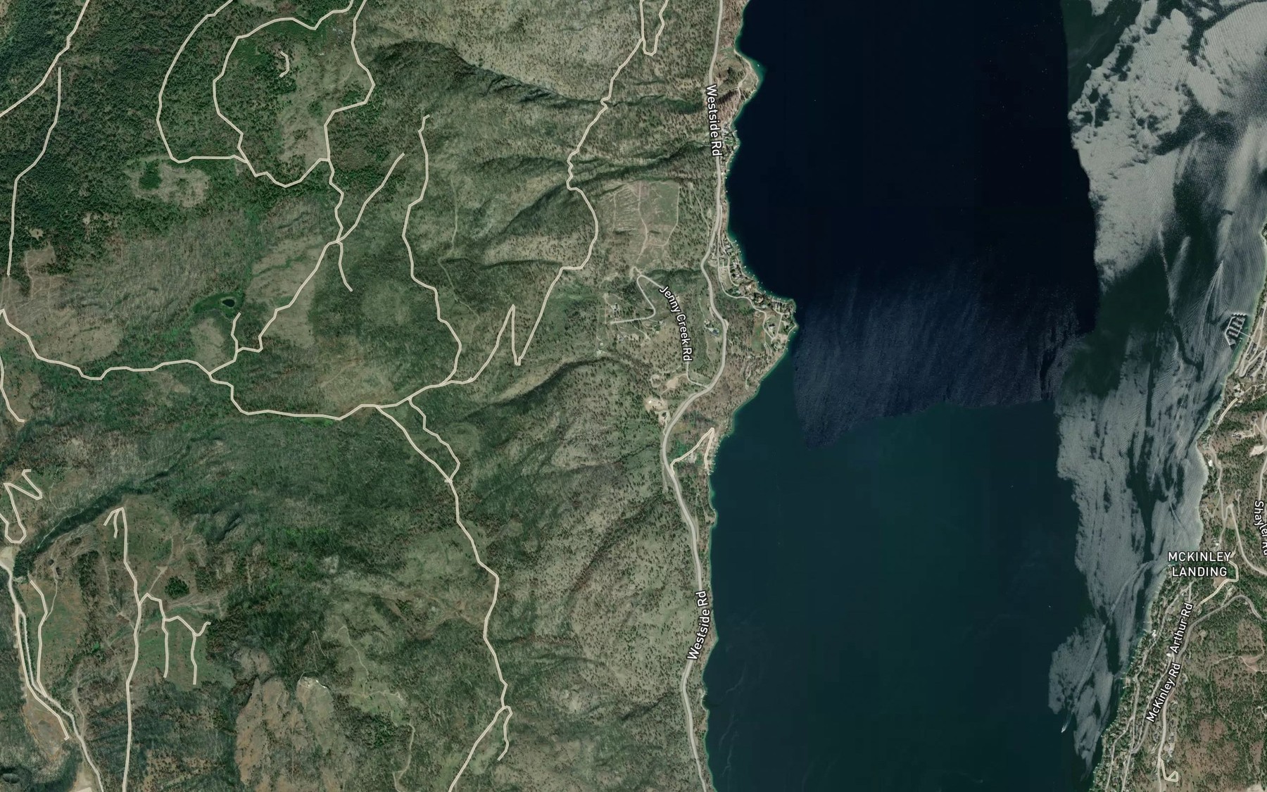 Satellite map of the Jennie Creek