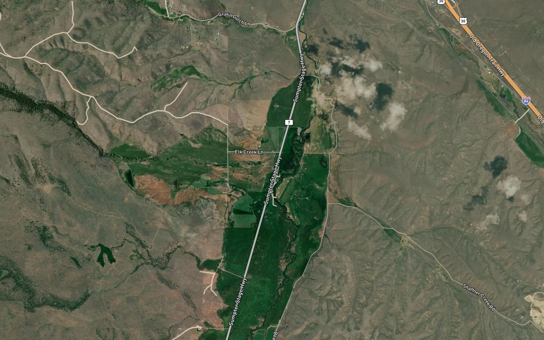 Satellite map of the Elk Creek