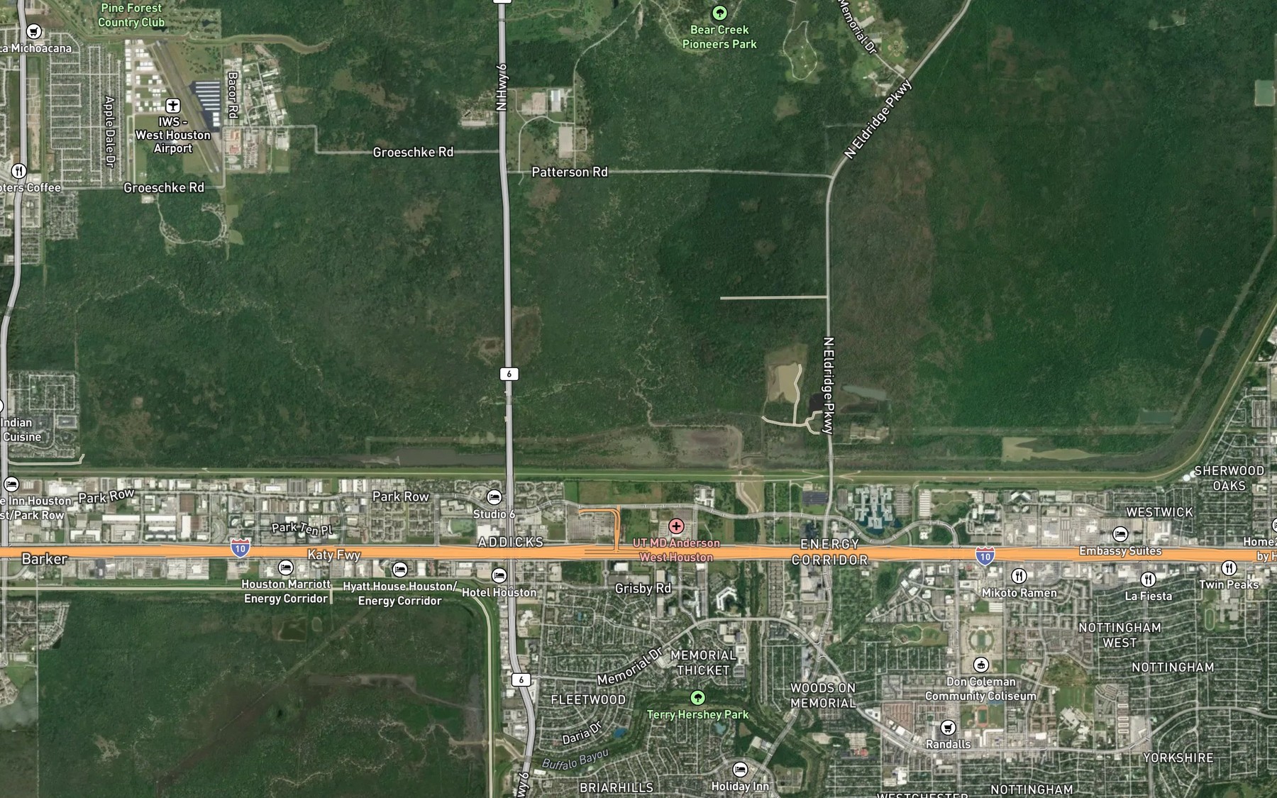 Satellite map of the Bear Creek