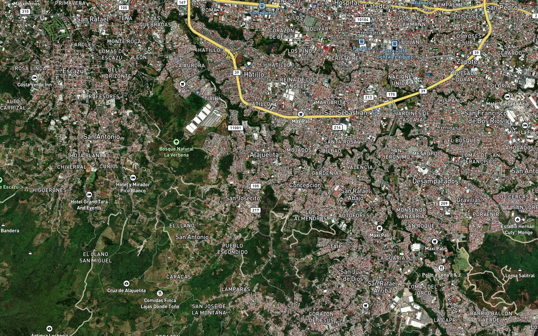 Satellite map of the Rio Tenidero