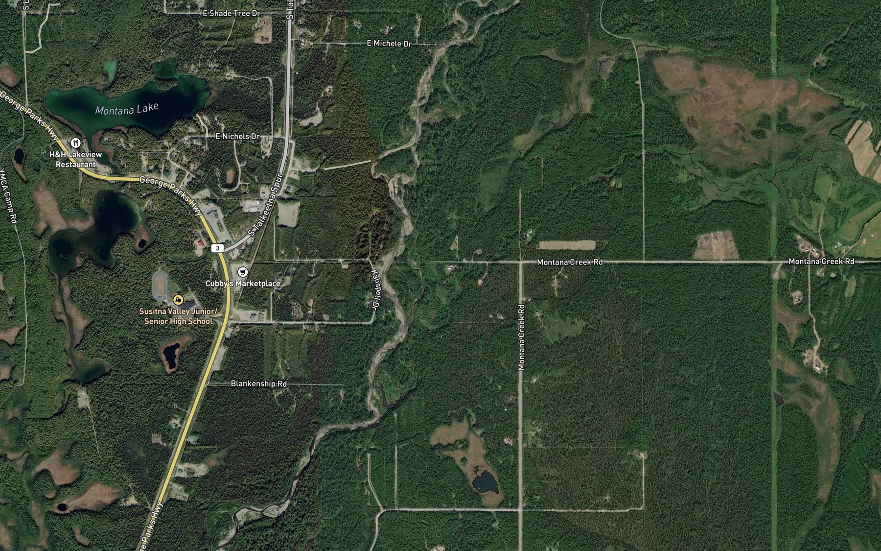 Satellite map of the Buddy Creek