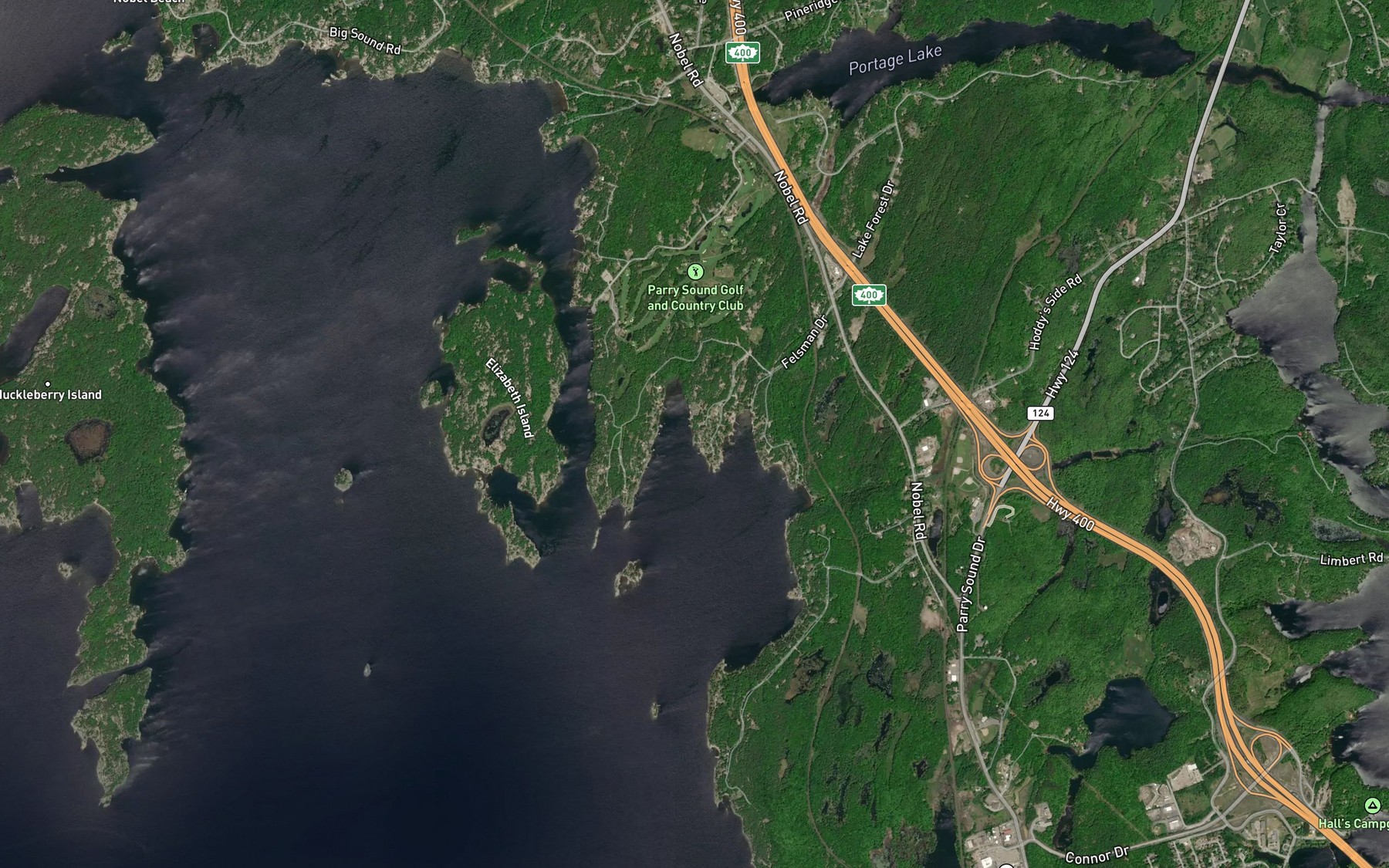 Satellite map of the Barry's Channel