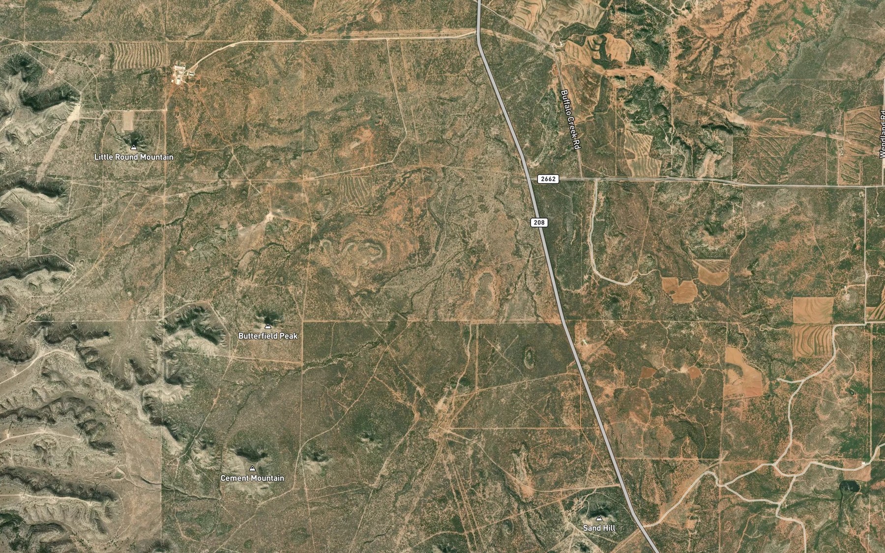 Satellite map of the Cement Creek