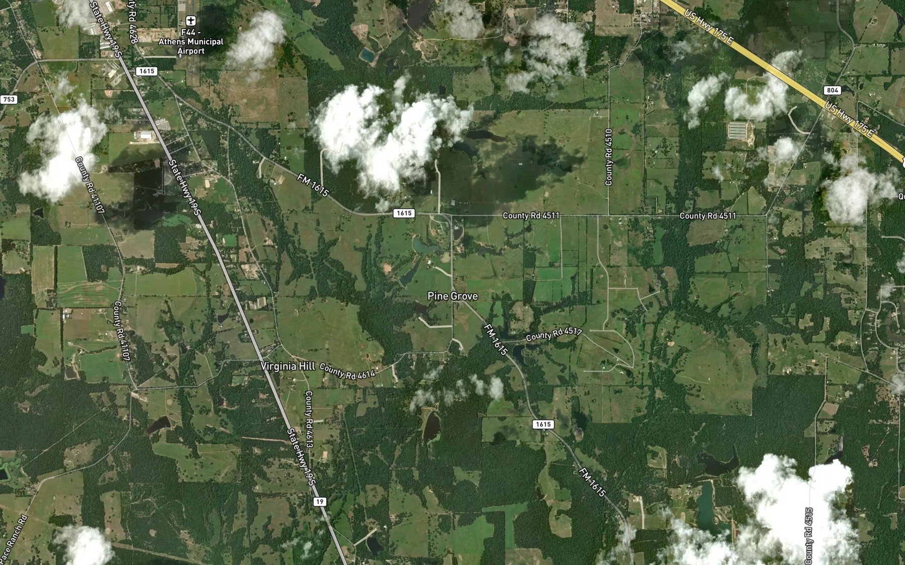 Satellite map of the Adams Lake