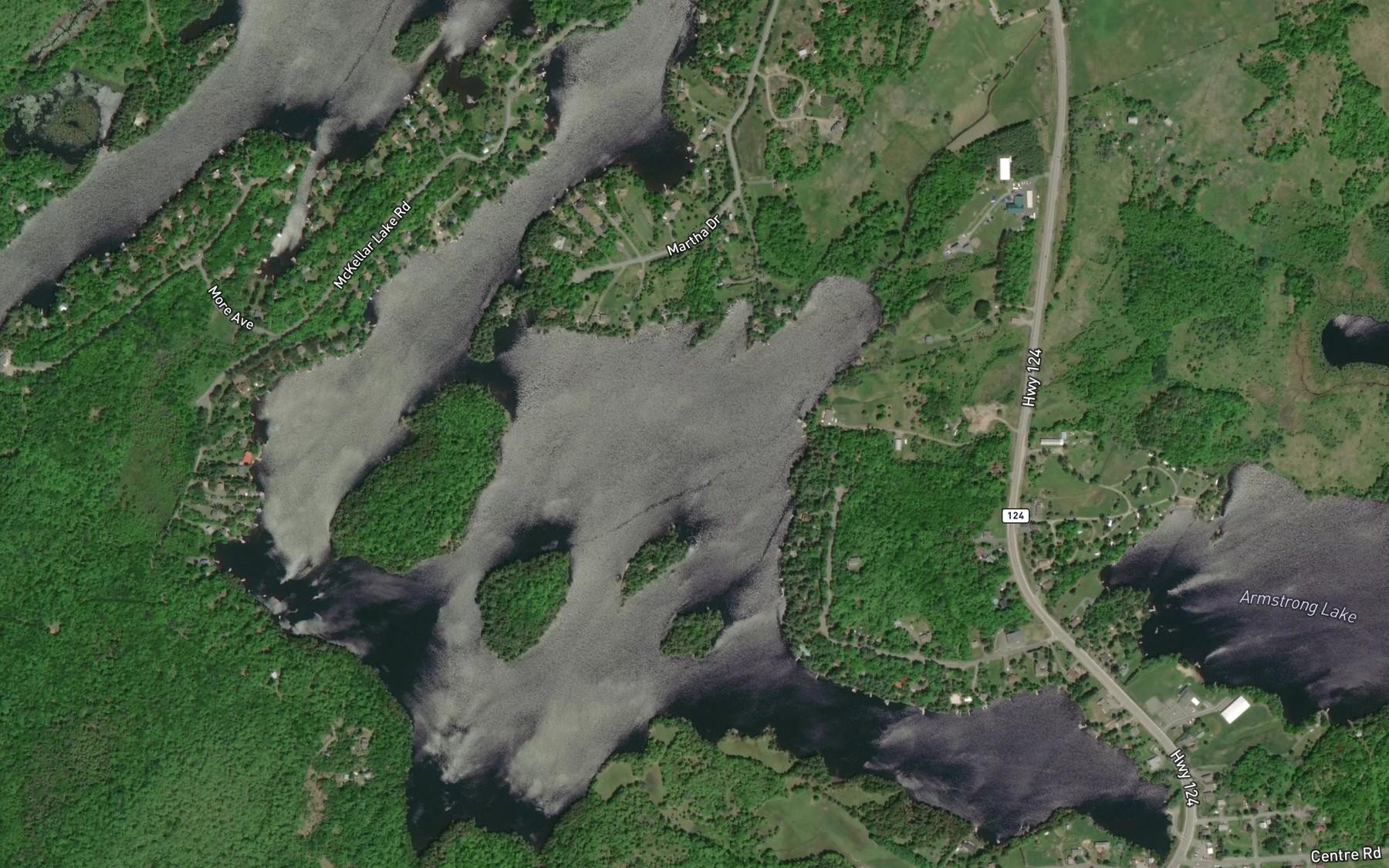 Satellite map of the McKellar Lake
