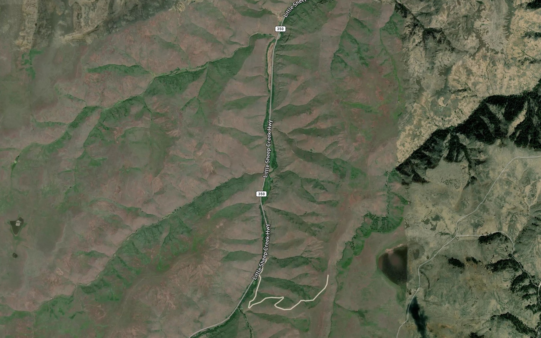 Satellite map of the Hayden Creek