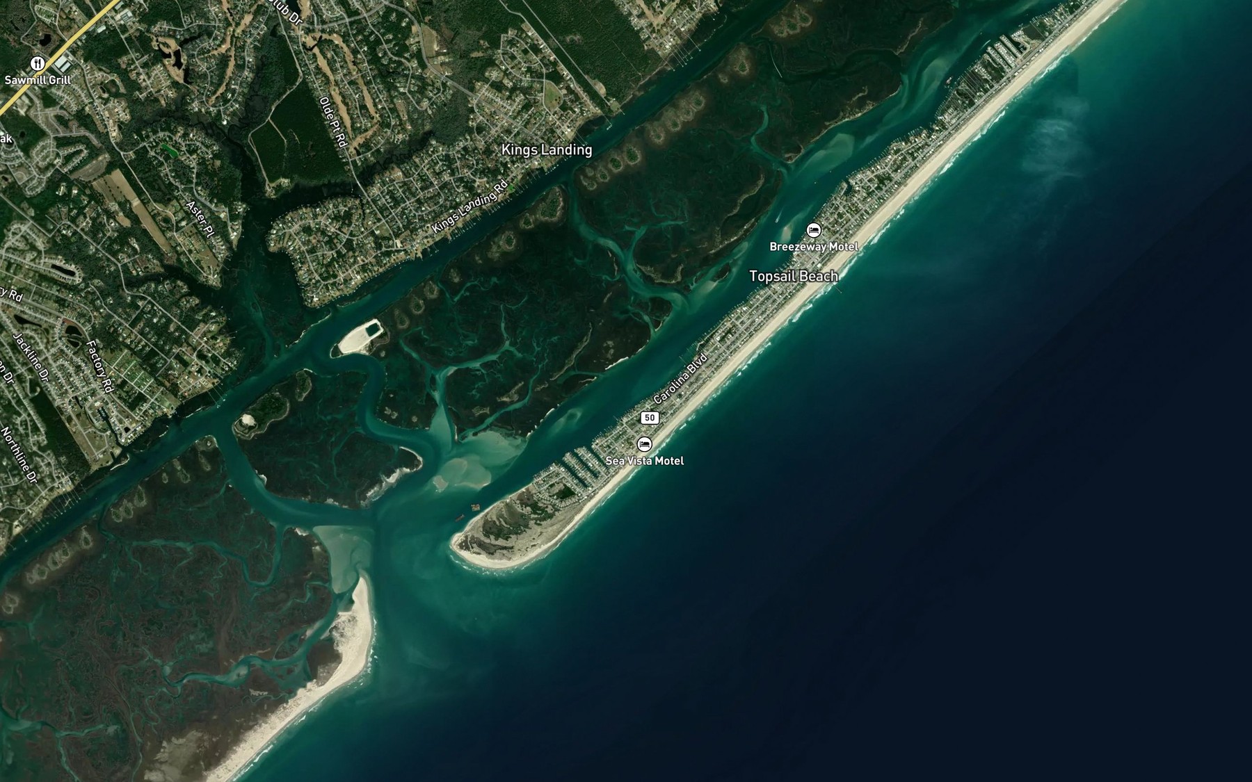 Satellite map of the Banks Channel
