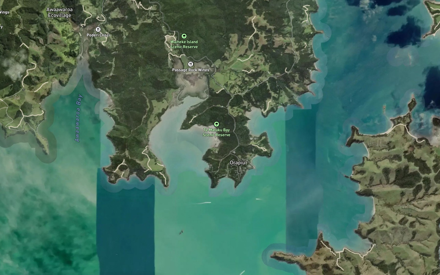 Satellite map of the Pohutukawa Bay