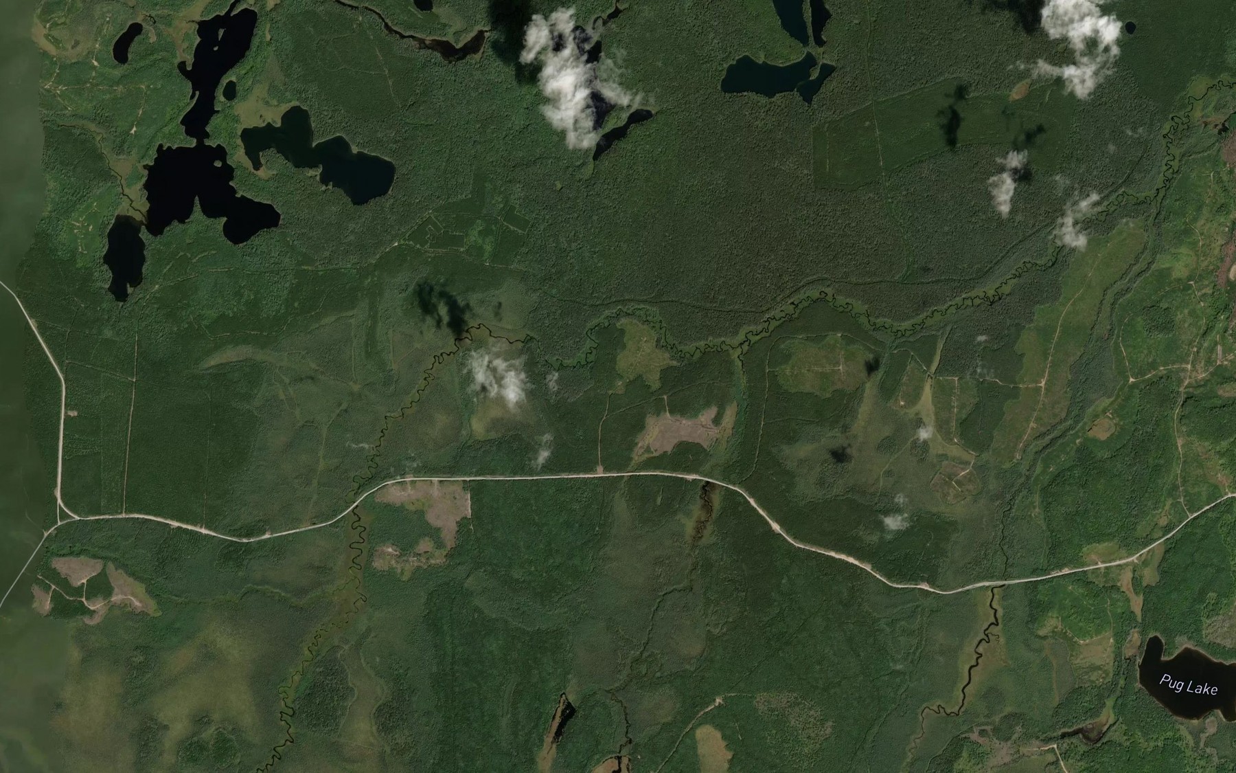 Satellite map of the Peat Creek