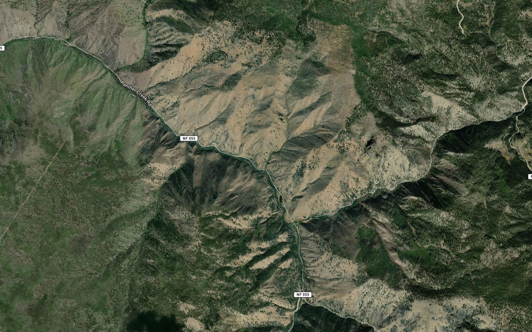 Satellite map of the Cliff Creek
