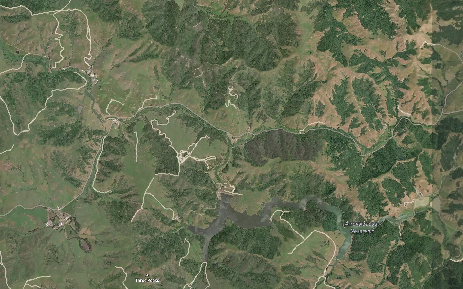 Satellite map of the Arroyo Sausal