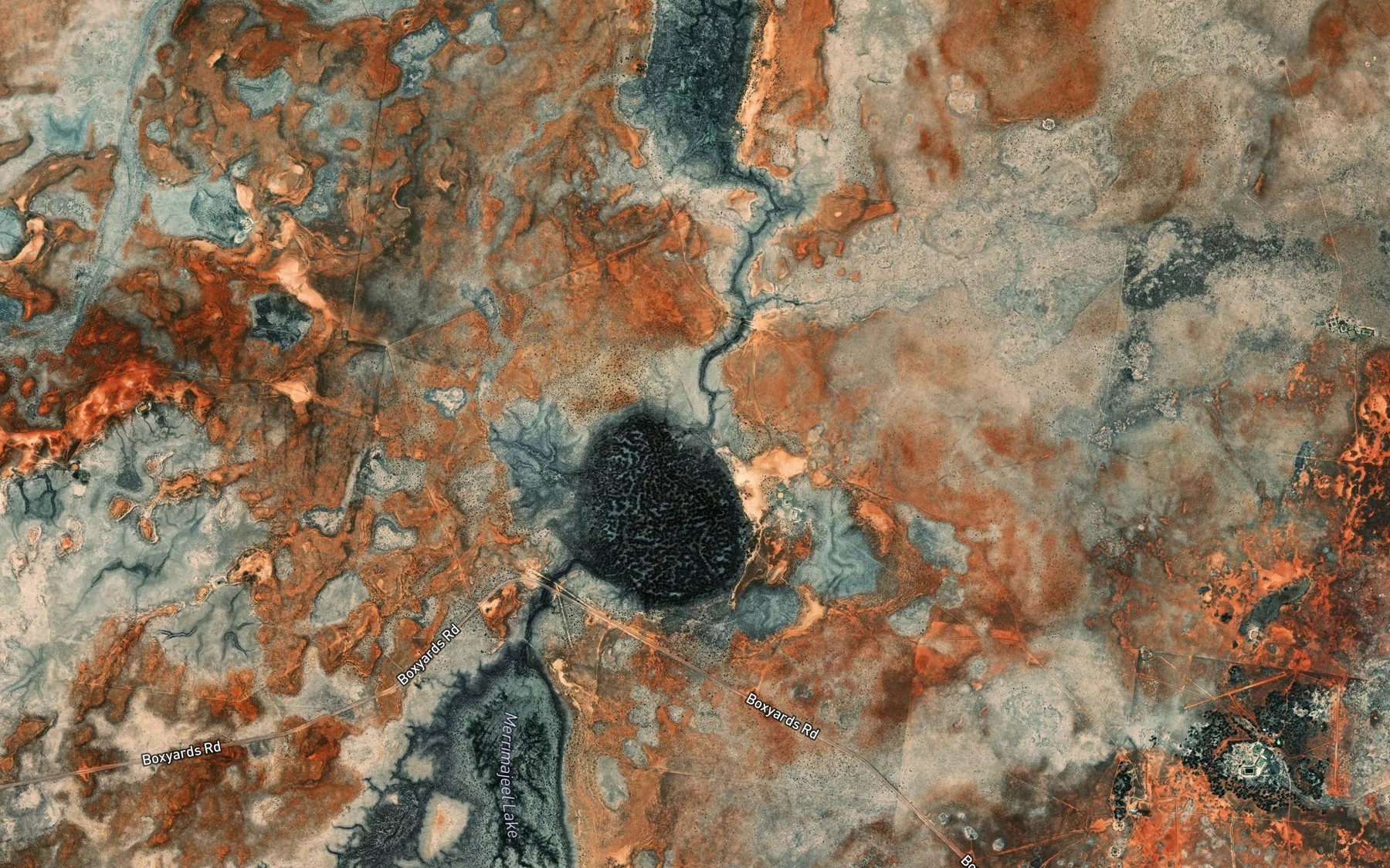 Satellite map of the Merrimajeel Creek