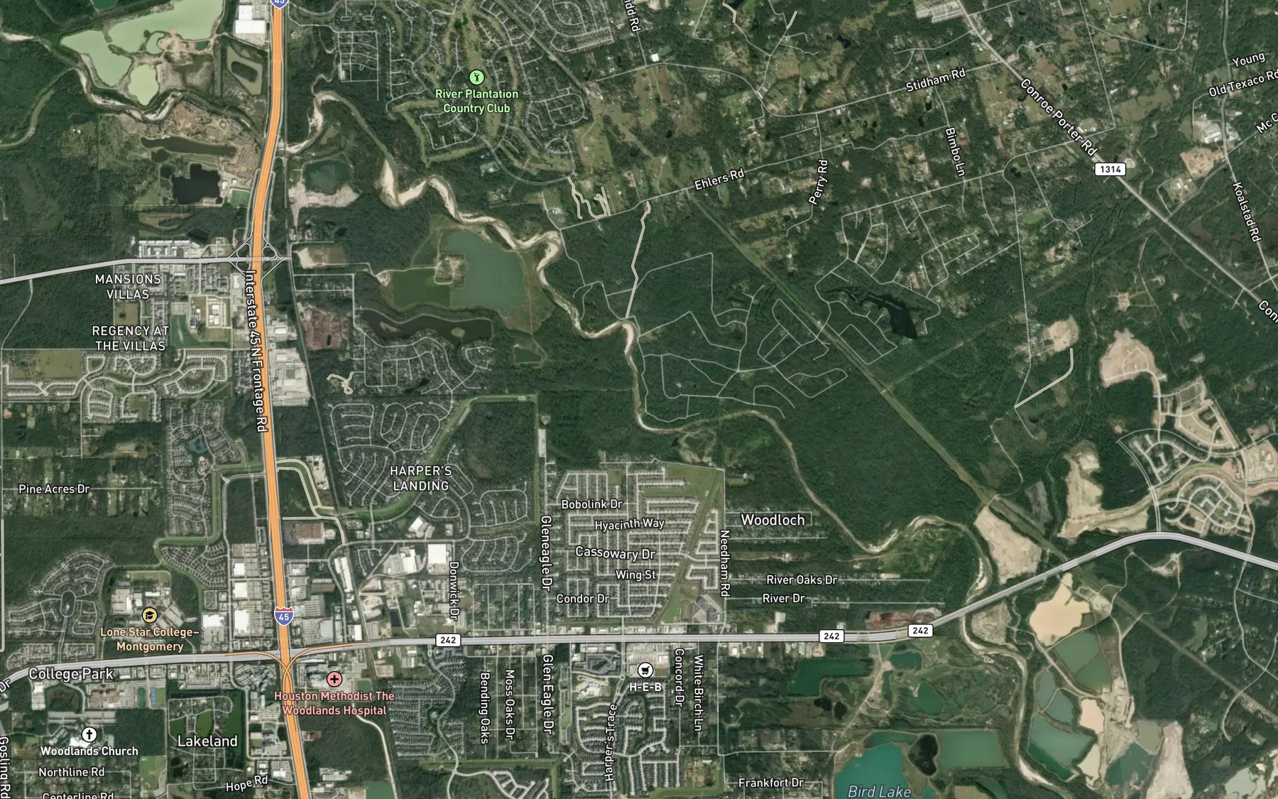 Satellite map of the Harpers Horsepen Branch