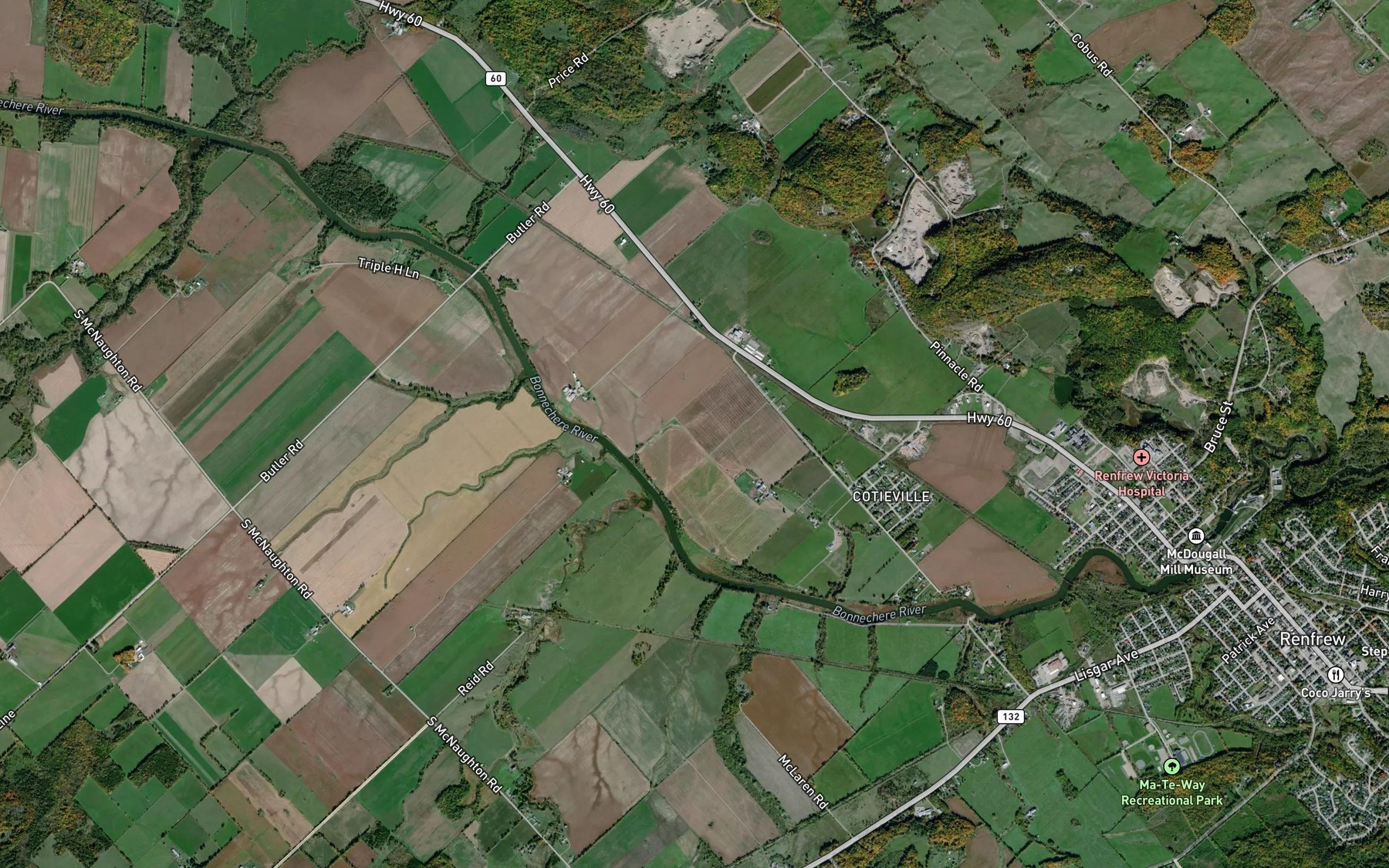Satellite map of the McGees Creek