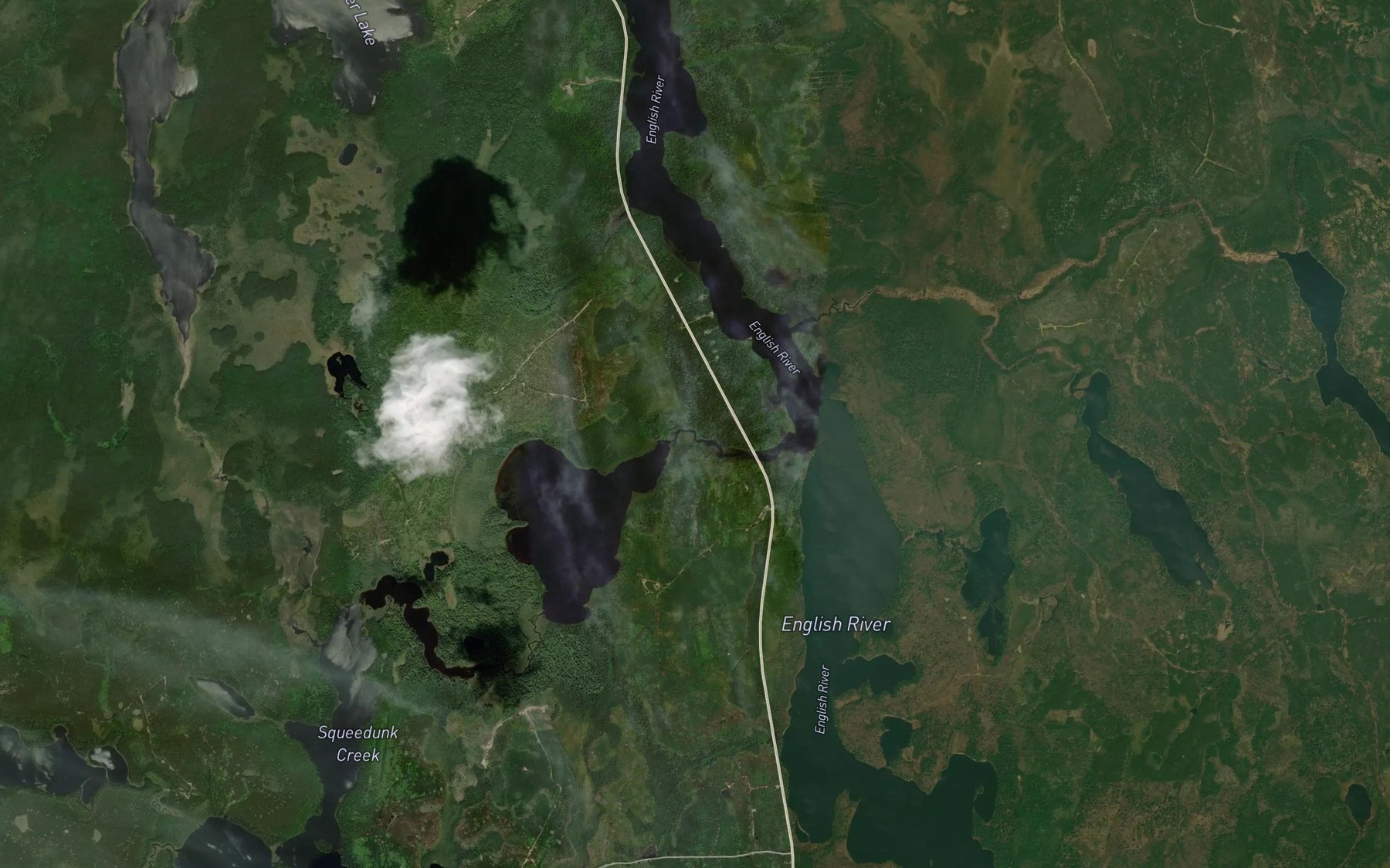 Satellite map of the Squeedunk Creek