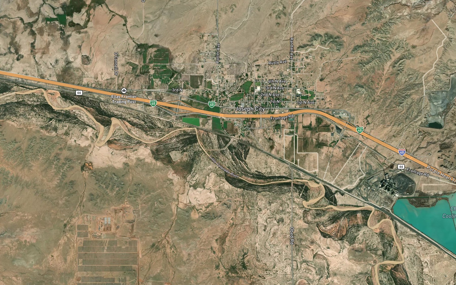 Satellite map of the Joseph City Wash
