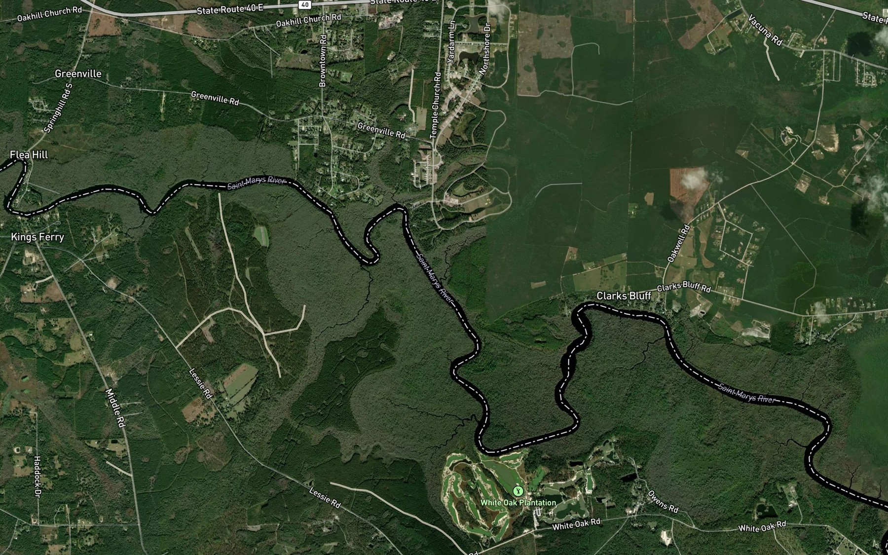 Satellite map of the Catfish Creek