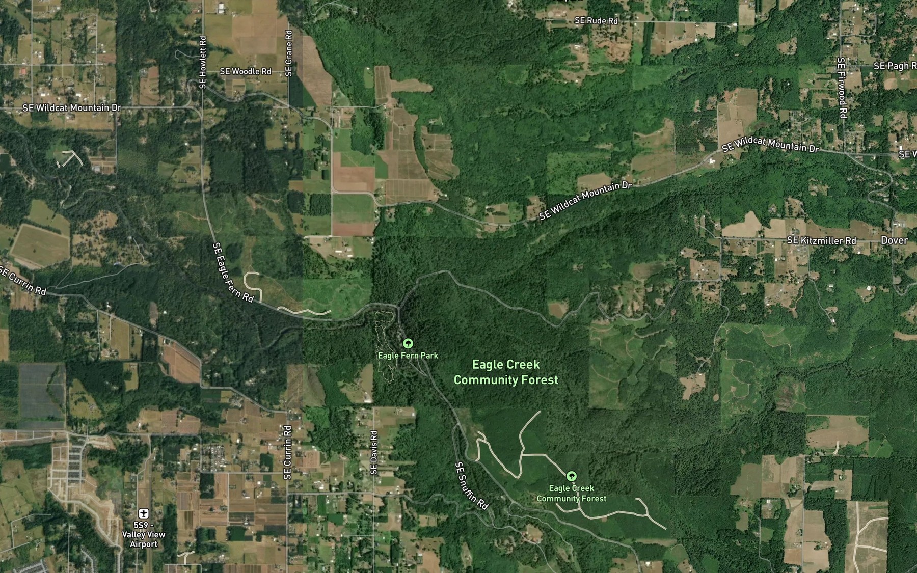 Satellite map of the Bear Creek