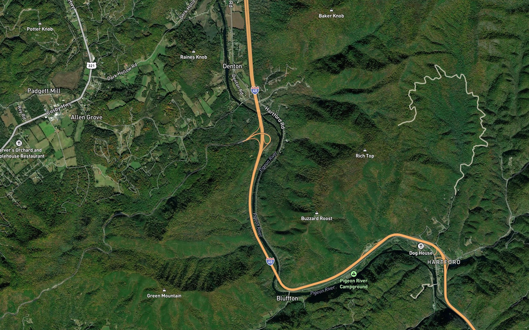Satellite map of the Polecat Branch
