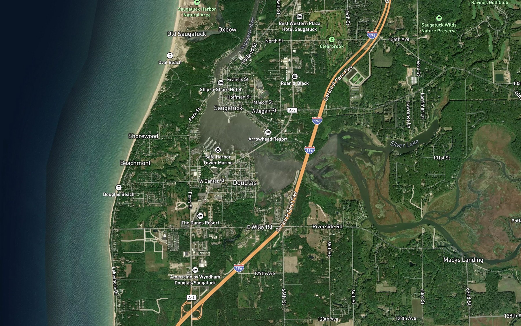 Satellite map of the Tannery Creek