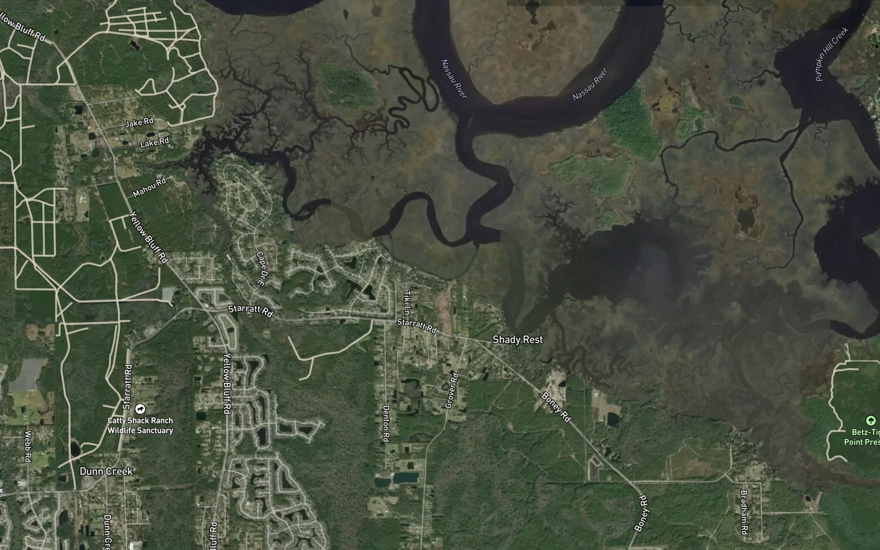 Satellite map of the Starrett Creek
