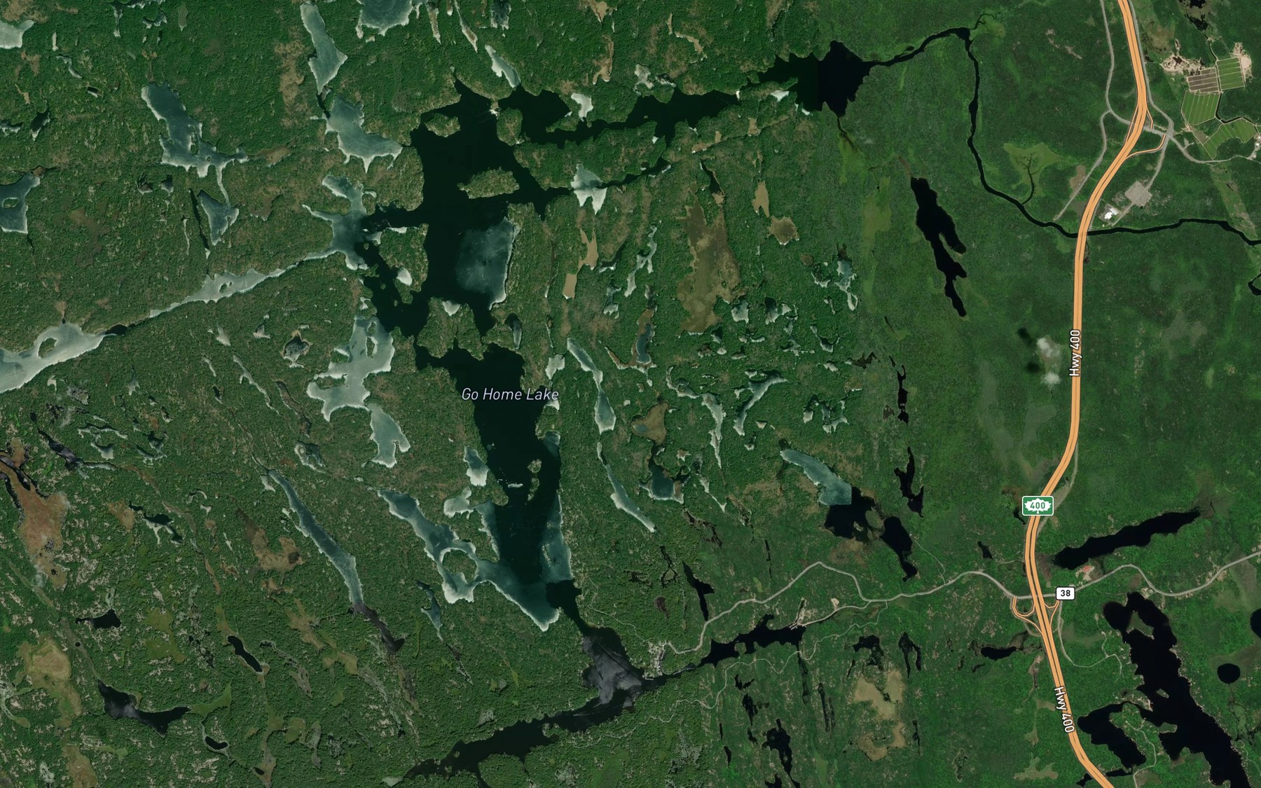 Satellite map of the Go Home Lake