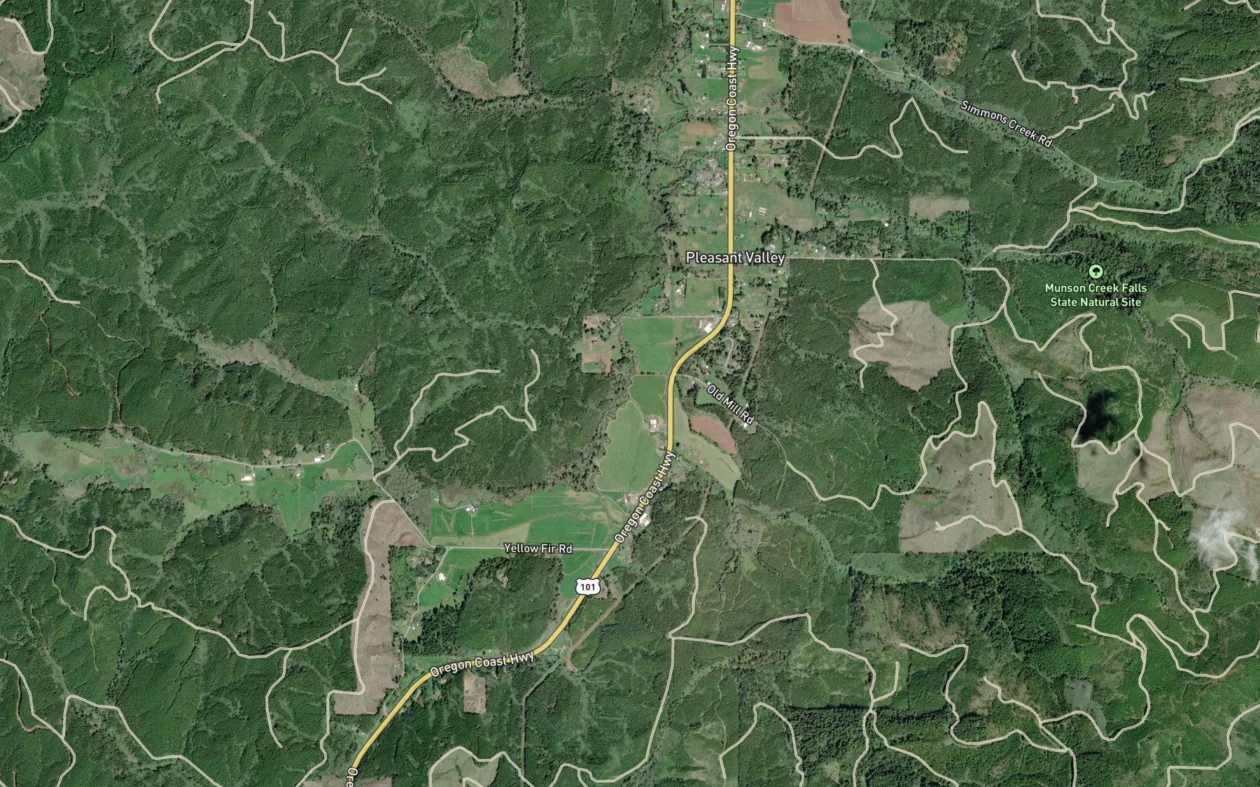 Satellite map of the Mills Creek