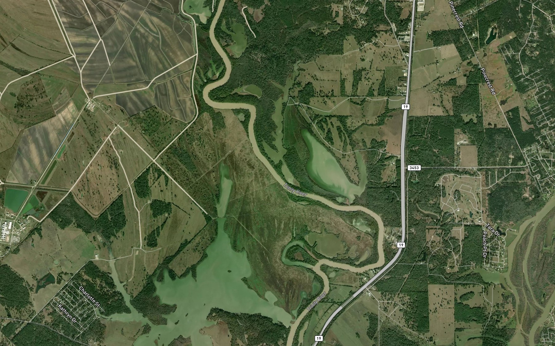 Satellite map of the Village Creek