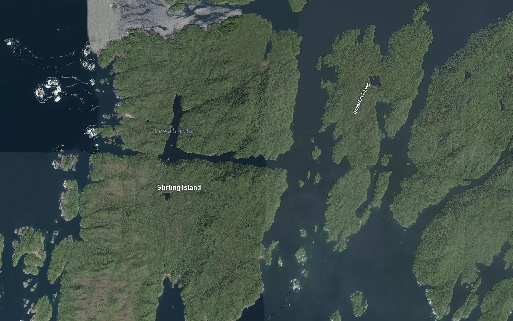 Satellite map of the Lewall Inlet