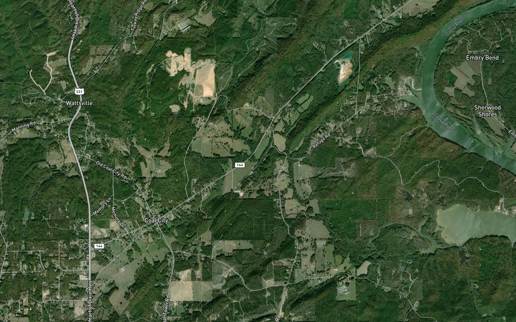 Satellite map of the No Business Creek