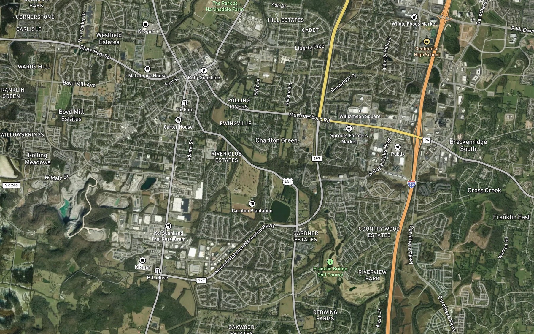 Satellite map of the Watson Branch