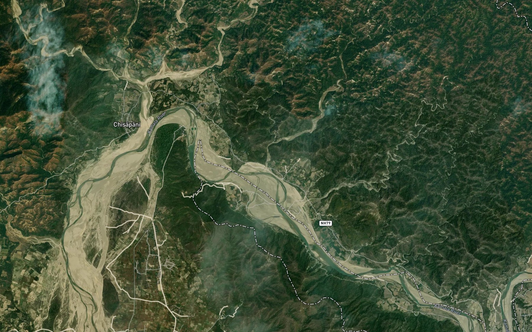 Satellite map of the Minain Khola