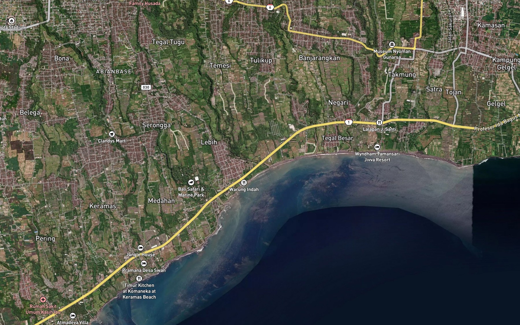 Satellite map of the Tukad Gelulung