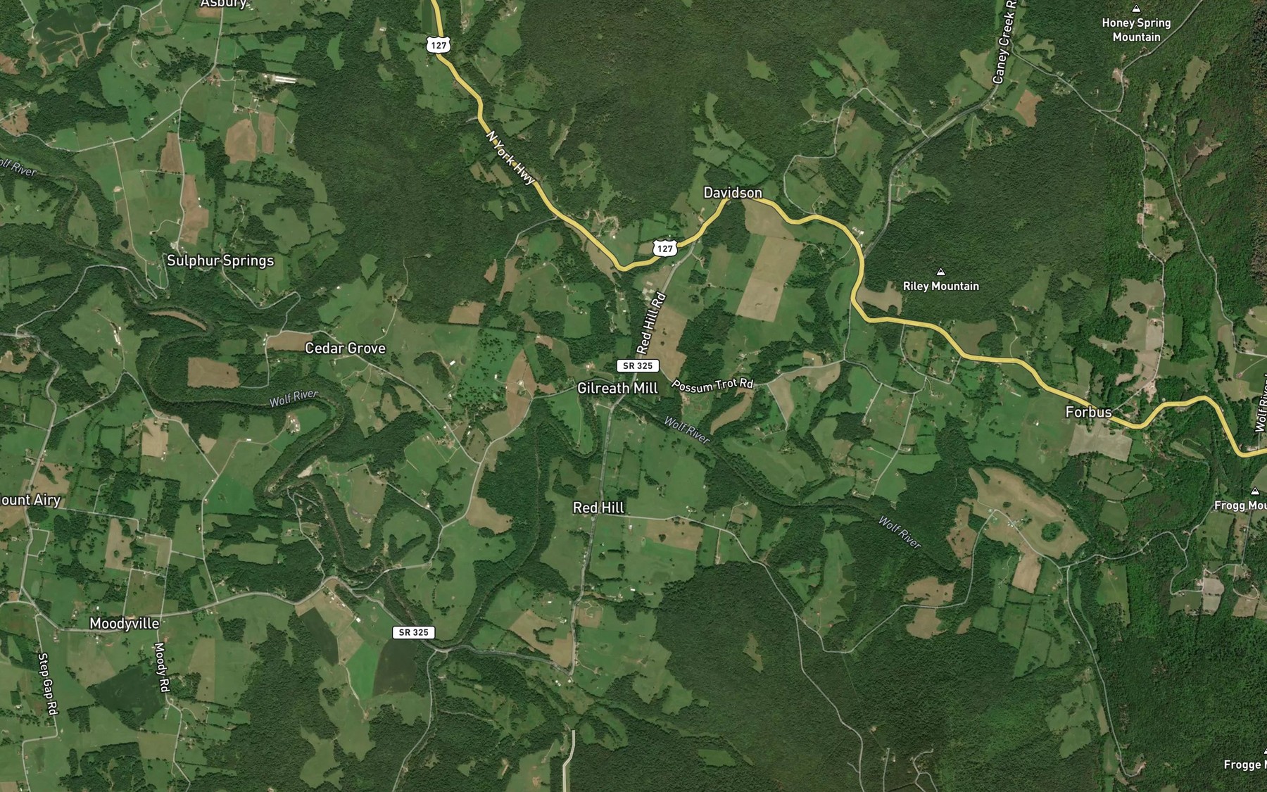 Satellite map of the Holbert Creek