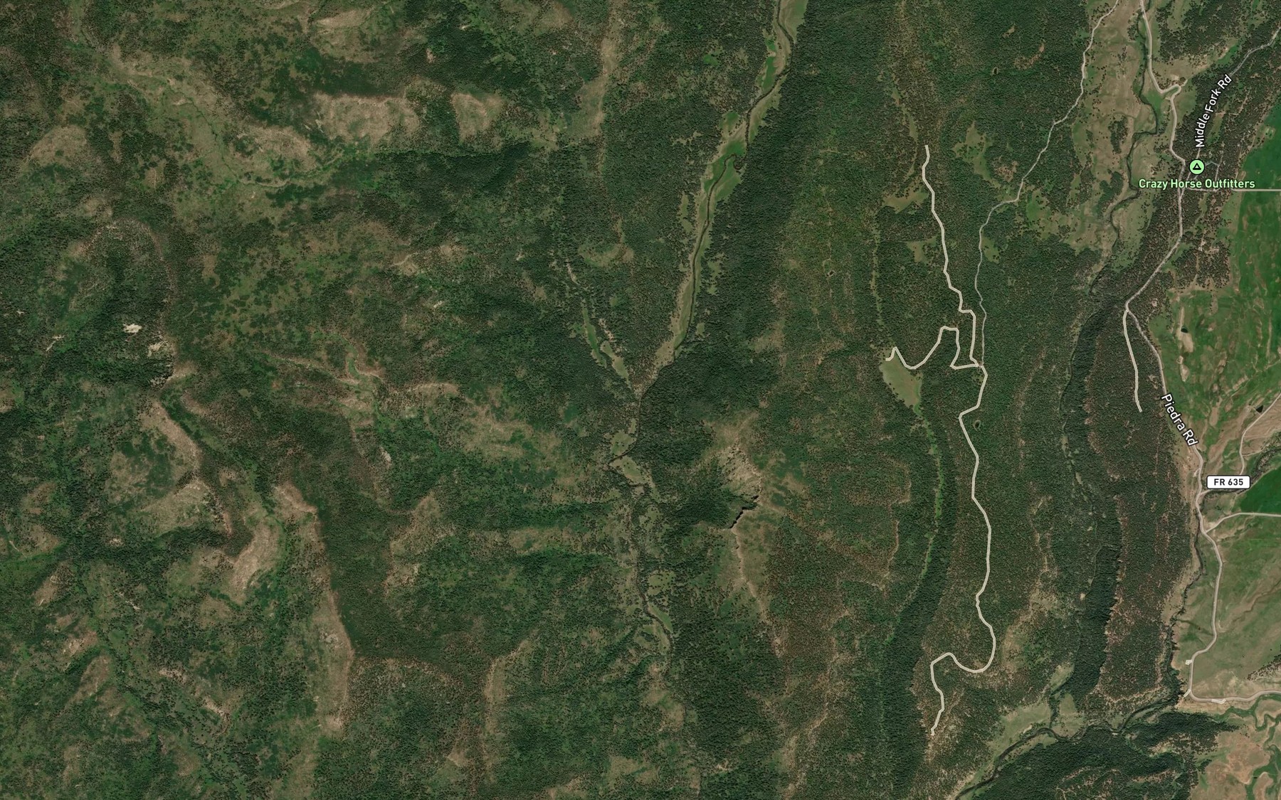 Satellite map of the Little Sand Creek