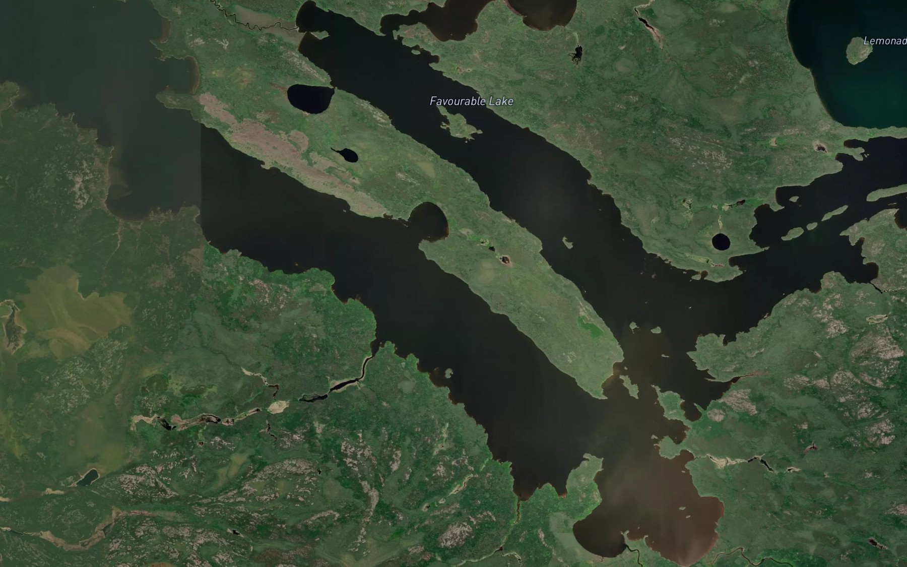 Satellite map of the Favourable Lake