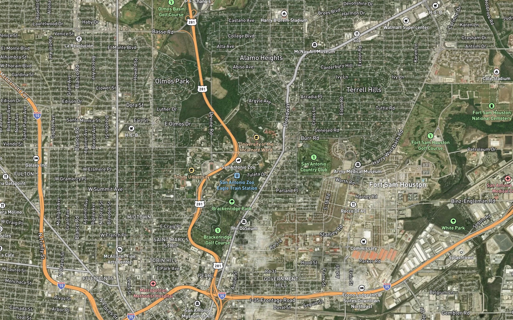 Satellite map of the Olmos Creek