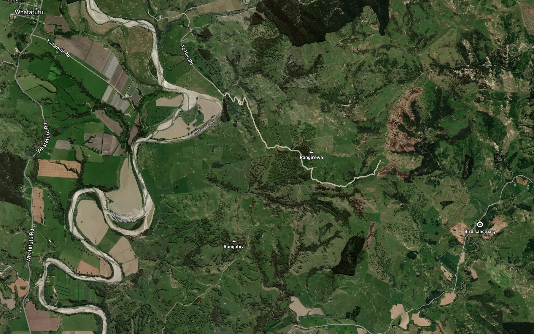 Satellite map of the Hauomatuku Stream