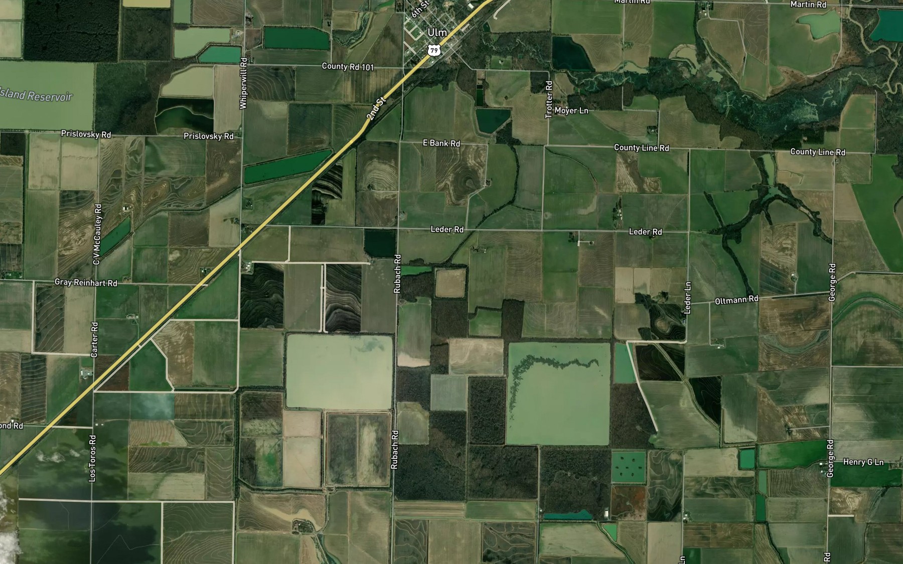 Satellite map of the Trotters Reservoir