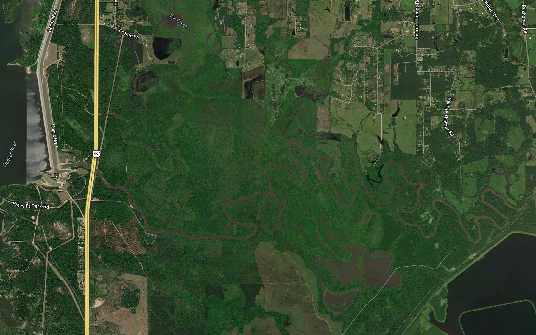 Satellite map of the Spring Creek