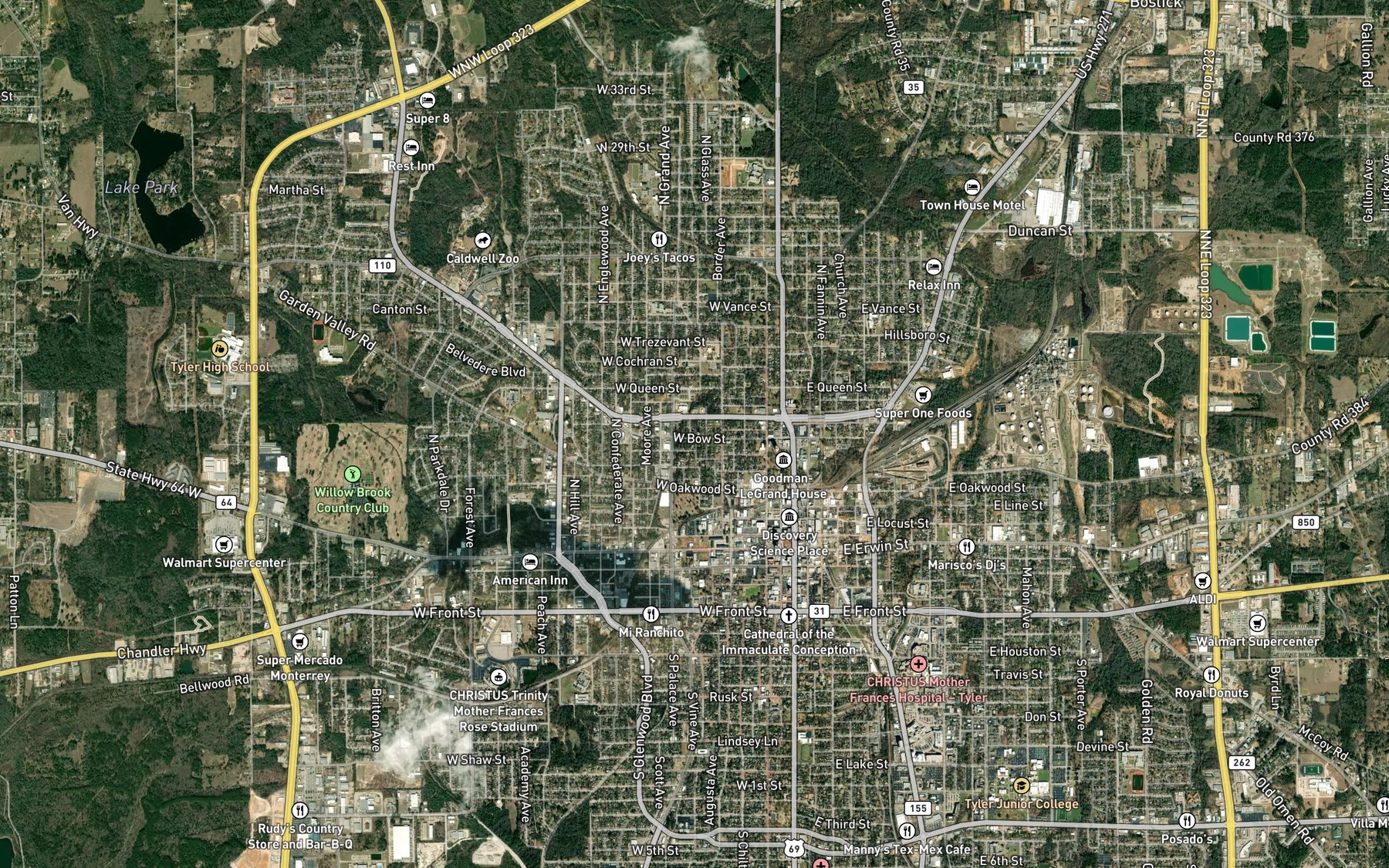 Satellite map of the Tyler Springs