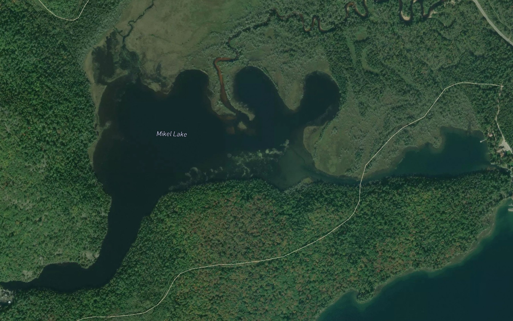 Satellite map of the Mikel Lake