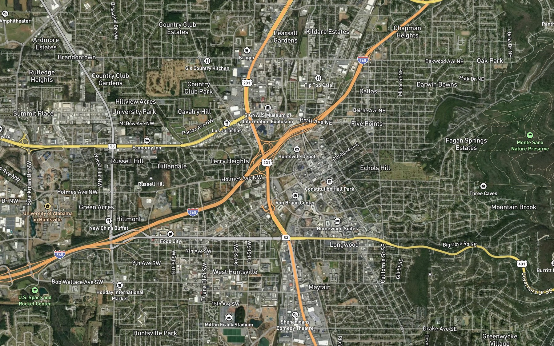 Satellite map of the Five Points Ditch