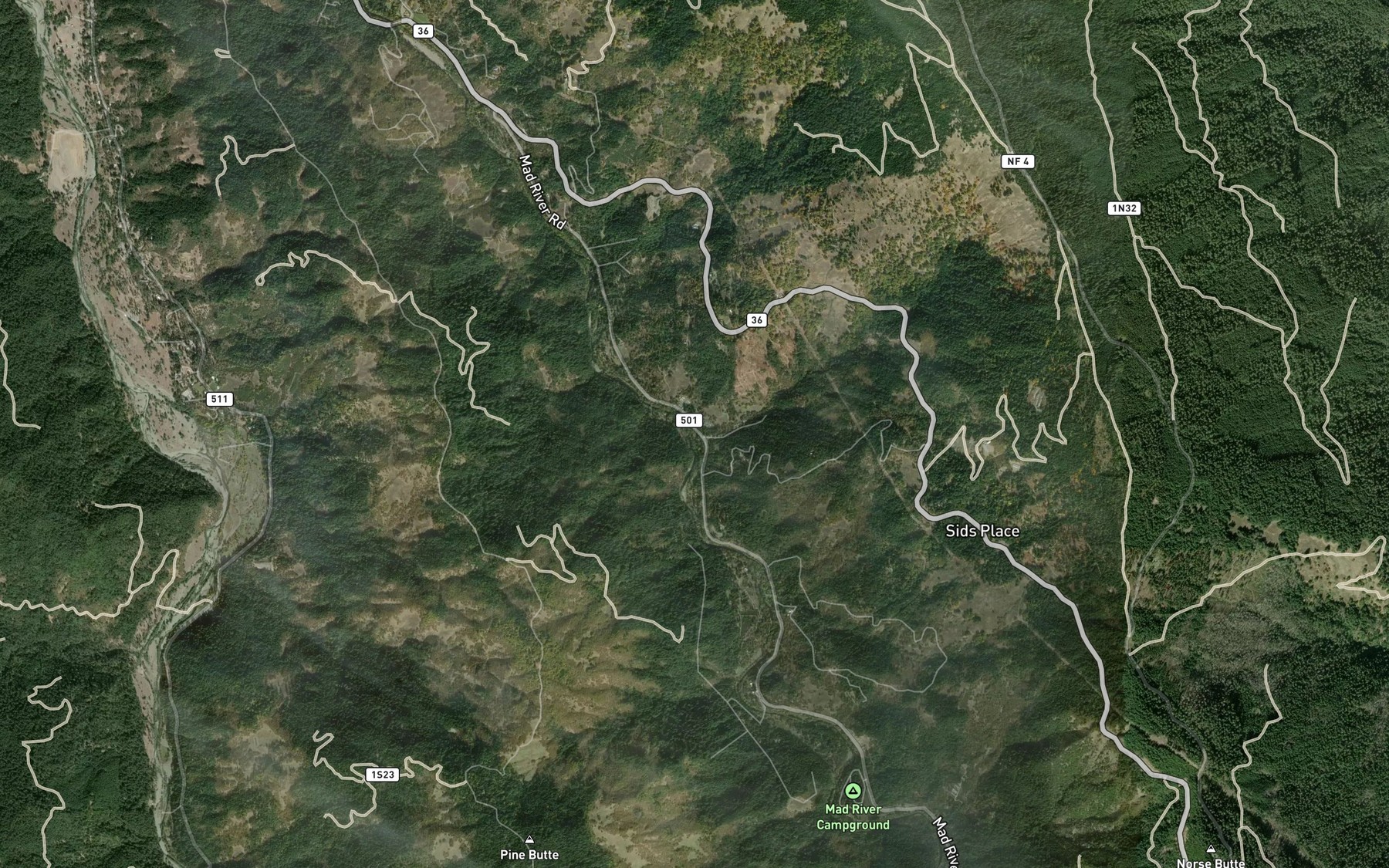 Satellite map of the Olsen Creek