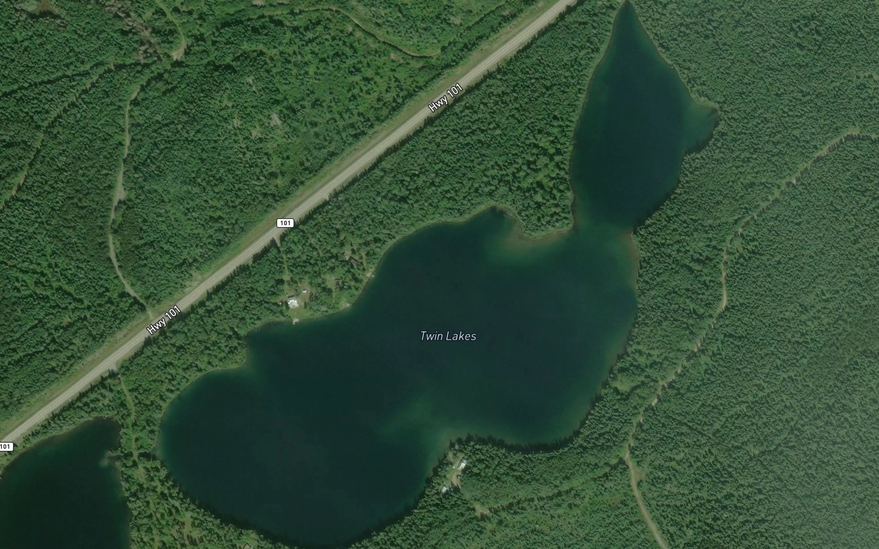 Satellite map of the Twin Lakes
