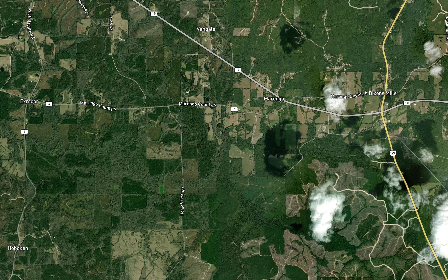 Satellite map of the Camp Branch