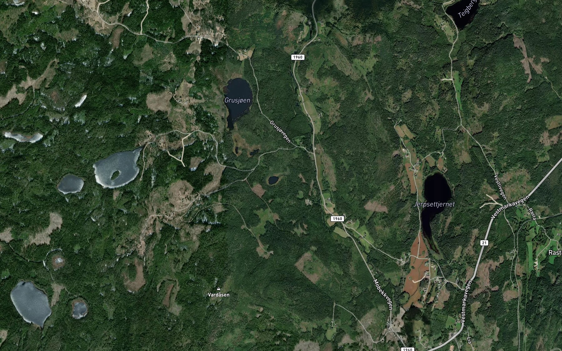 Satellite map of the Svarttjennbekken