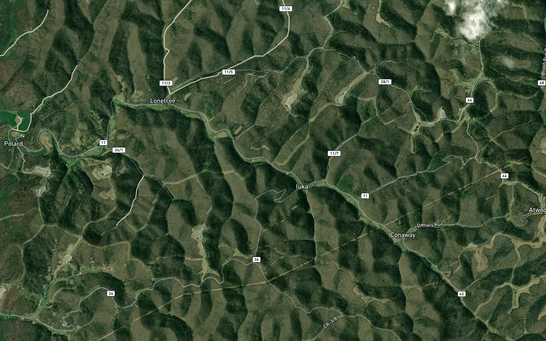 Satellite map of the Beech Run